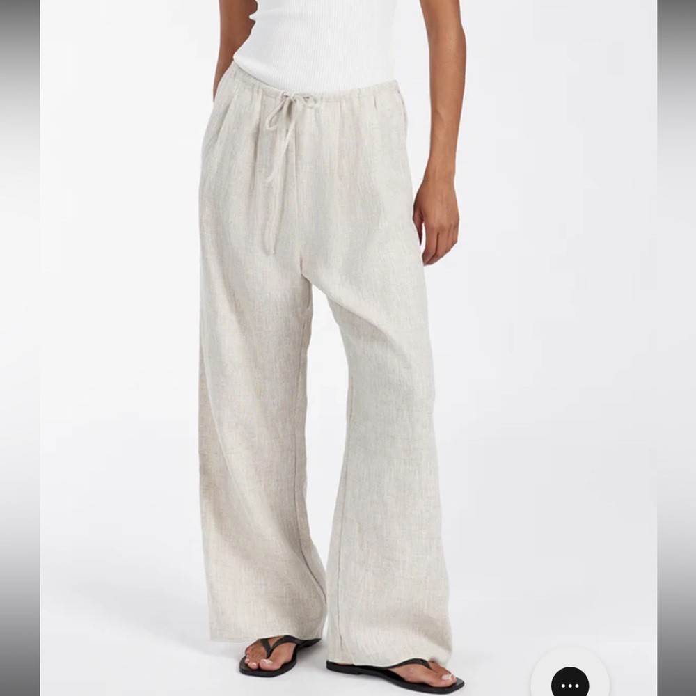 Dissh Cream Linen Drawstring Pant - Brand New W Tags
